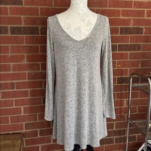 Express Heather Gray Long Sleeve V Neck Medium Dress